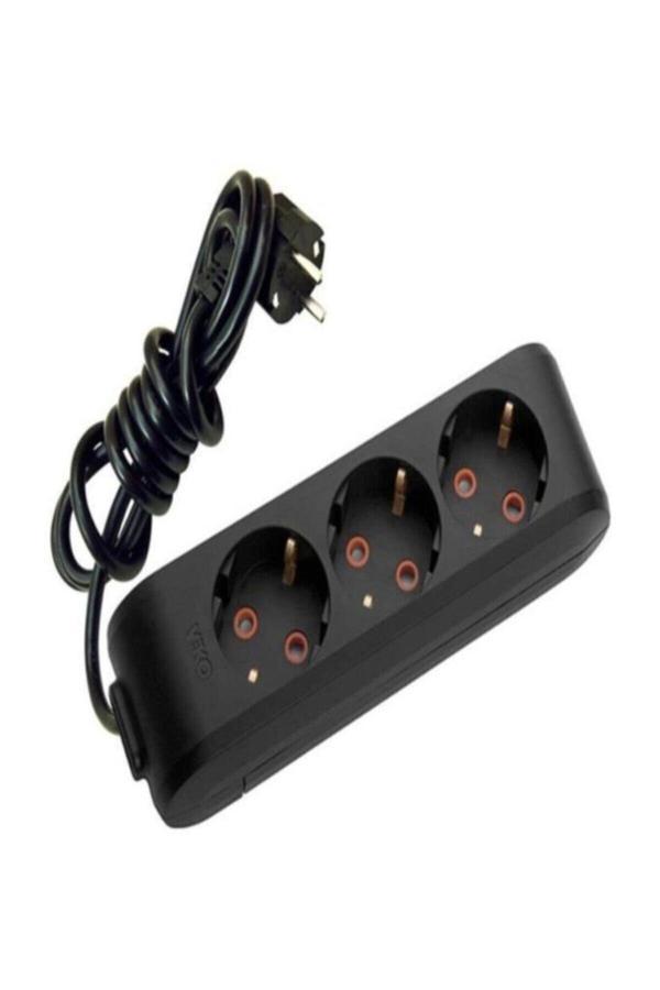 Viko Multi-Led Siyah 3'Lü Priz Top. Kablolu Ç. K. 2Mt - Image 1