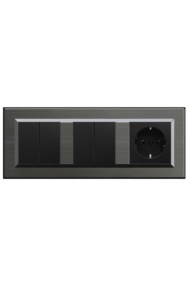Ovivo Quantum Manyetik Gri 3'Lü Set Komütatör, Komütatör Ve Topraklı Priz Set - Image 1
