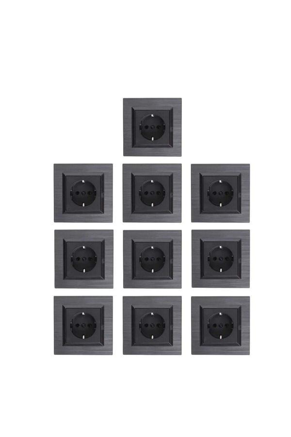 Ovivo 10 Adet Quantum Manyetik Gri Topraklı Priz 10' Lu - Image 1