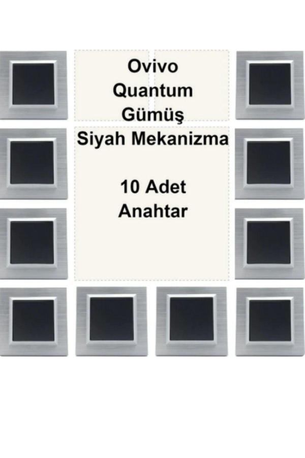Ovivo Quantum Gümüş Çerçeve,Siyah Anahtar - 10 Adet - Image 1