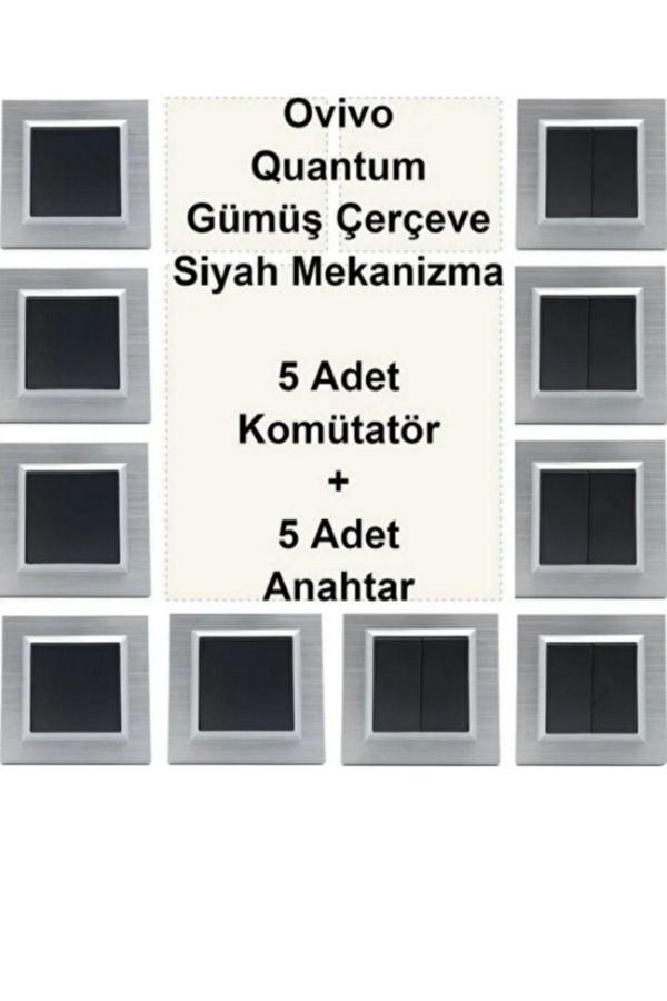 Ovivo Quantum Gümüş Set ( Komütatör,Anahtar ) - Çerçeve Dahil - Image 1