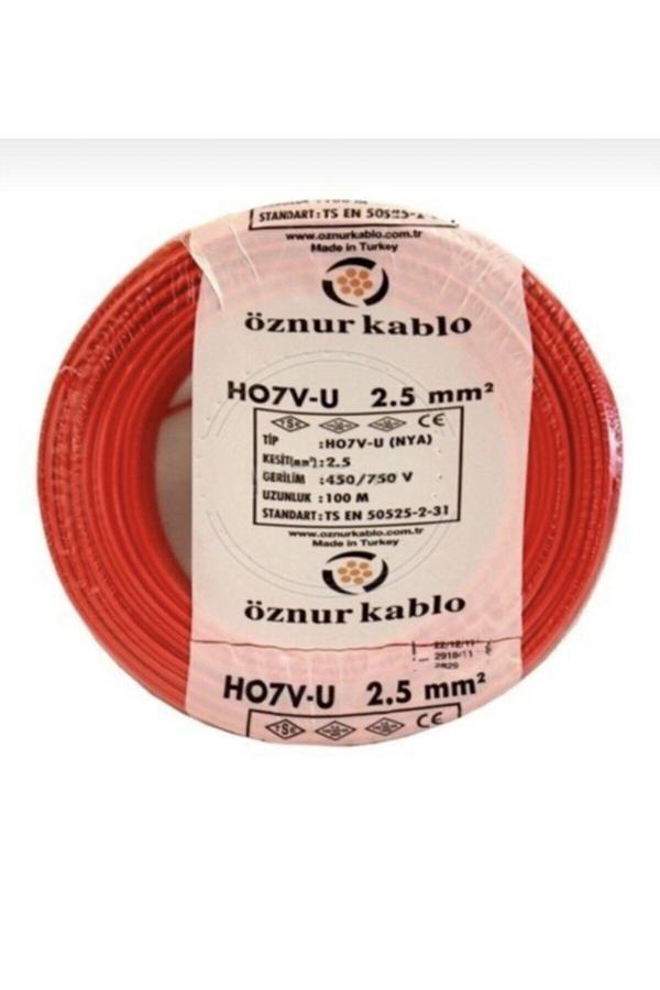 Öznur Kablo 2,5 Luk Nya Kablo Tek Damar 100 Mt Kırmızı 1037065 - Image 1