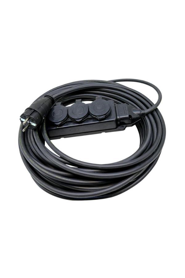 Sas Kablo Kauçuk Başlıklı 10 Metre Siyah Uzatma Kablosu 3X1,5 Mm - Image 1