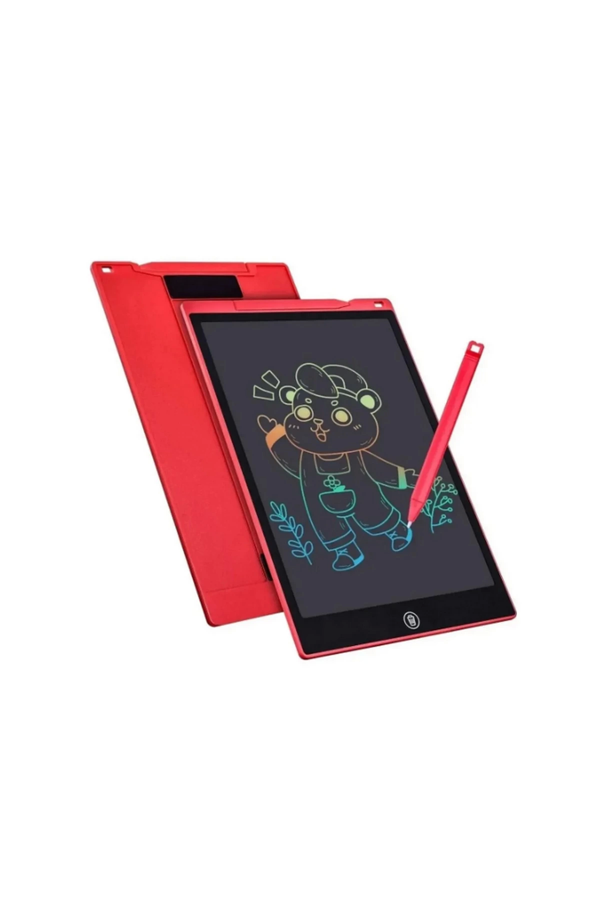 12 Inc Renkli Lcd Grafik Dijital Kalemli Çizim Tableti Yazı Tahta Not Yazma Eğitim Tableti Kırmızı - Image 1