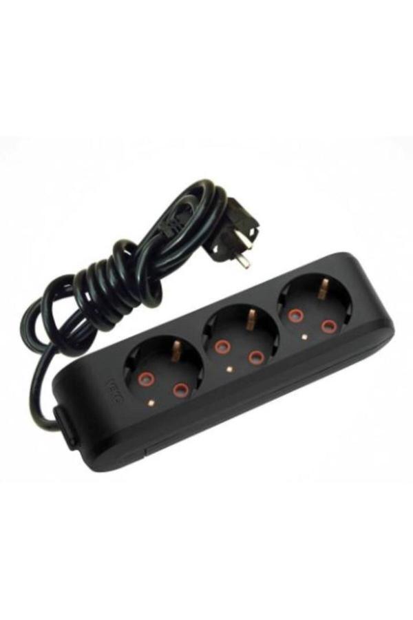 Viko Multi-Let 3 Lü Priz'Li - 3 X 1,5 Ttr Kablolu - Uzatma 15 Metre Siyah - Image 1