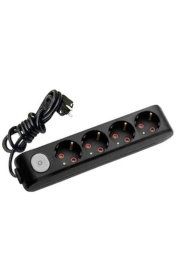 Viko Multi-Let 4 Lü Anahtarlı Kablolu Priz 1 Mt. Siyah - Image 1