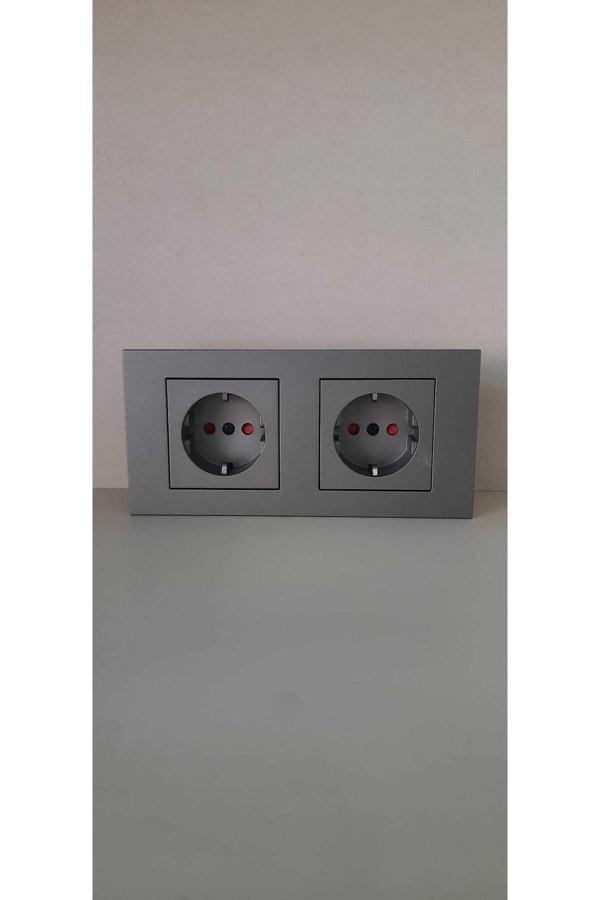 Creative Case Ovivo Antrasit 2 Li Set Topraklı Priz Topraklı Priz Ikili Çerçeve - Image 1