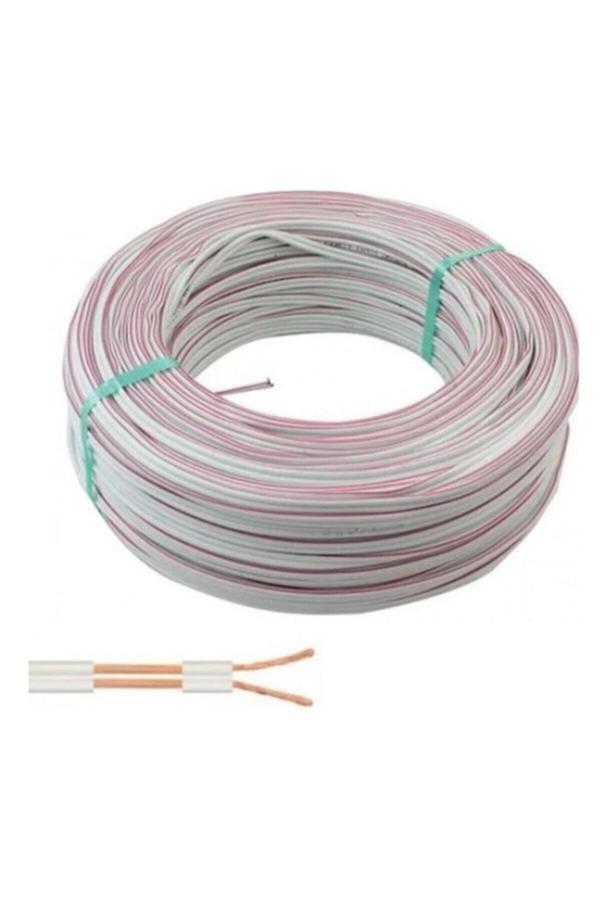 Geylani 5 Metre 2 X 0,75 Kablo Yassı Kordon Hoparlör Led Elektrik Kablosu Beyaz - Image 1