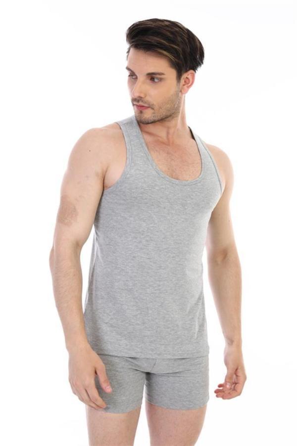 3 Adet Çift Kaplan Erkek Elastanlı Siyah Atlet 917 - Image 1