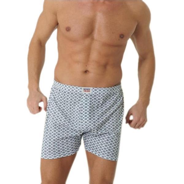 6 Adet Sedef Yıldızı Erkek Büyük Beden Penye Desenli Boxer 1012 - Image 1