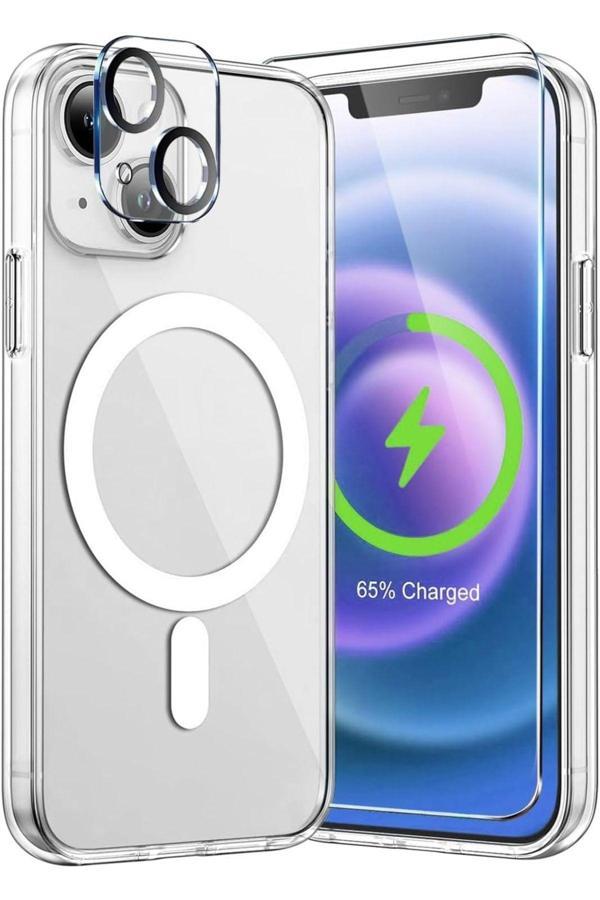 Evax (3'Ü 1 Arada) İphone 13 Uyumlu 1 Magsafe Kılıf + 1 Ekran Koruyucu + 1 Kamera Lens Koruyucu - Image 1