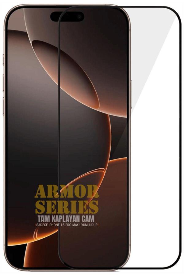 Evax (Armor Tam) Iphone 16 Pro Max Uyumlu Hizalama Aparatlı Tam Kaplayan Cam Ekran Koruyucu - Image 1