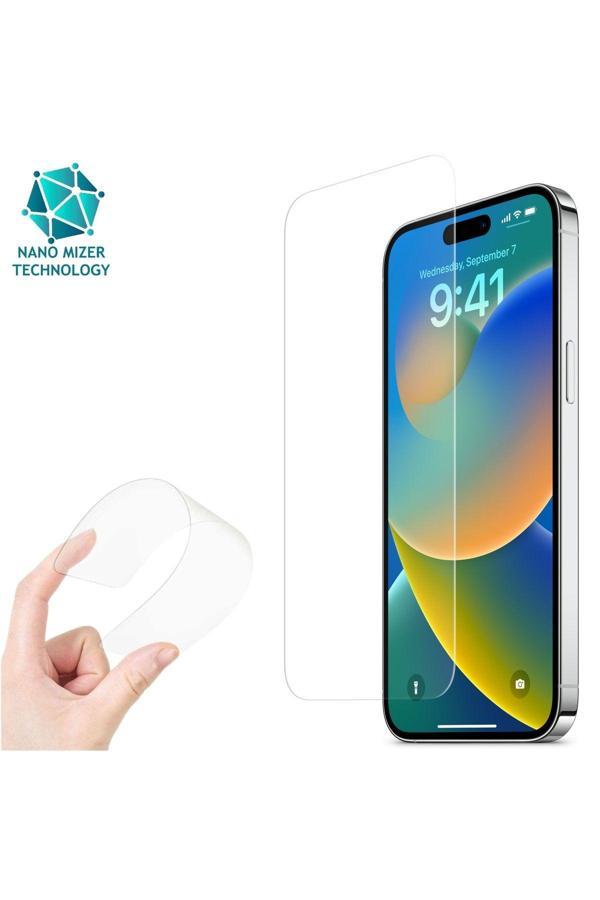 Evax (Esnek Nano Cam) İphone 14 Pro Max Uyumlu Ultra İnce Darbe Korumalı Esnek Nano Mizer Ekran Koruyucu - Image 1