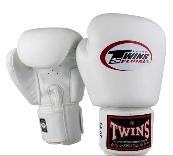 Twins BGVL3-WH Boks Eldiveni Beyaz Deri Muay Thai Eldiveni - Image 1