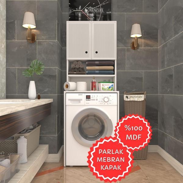 Kenzlife membran çamaşır makinesi dolabı hayzum byzbyz inceince 180*66*55 mebran kapak MDF gövde - Image 1