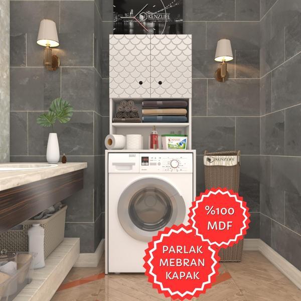 Kenzlife membran çamaşır makinesi dolabı hayzum byzbyz petek 180*66*55 mebran kapak MDF gövde - Image 1