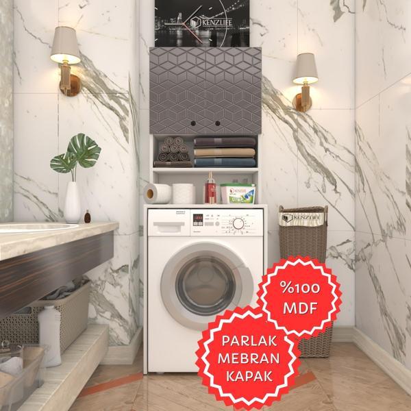 Kenzlife membran çamaşır makinesi dolabı hayzum gribyz küpşeker 180*66*55 mebran kapak MDF gövde - Image 1
