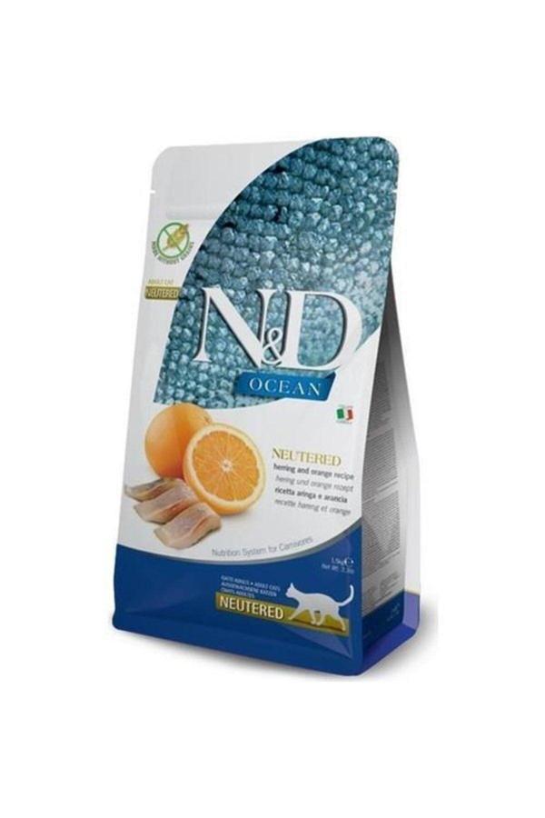 Nd Ocean Ringa Balıklı Ve Portakallı Kısırlaştırılmış Kedi Maması 1,5 Kg - Image 1