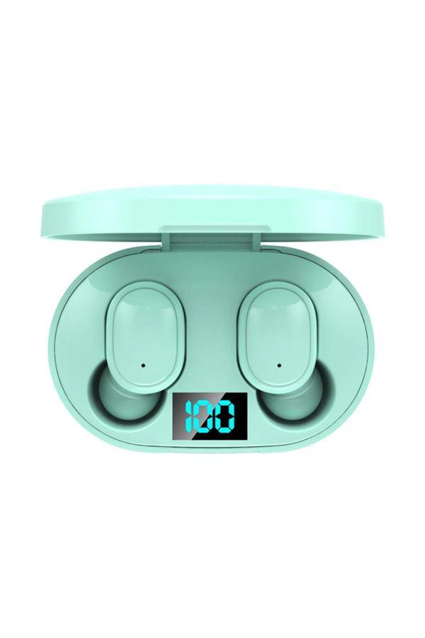Lesgo E6S Bluetooth 5.0 Kablosuz Kulaklık Çift Mikrofonlu Powerbank Kutulu Şarj Kablosu Yeşil - Image 1