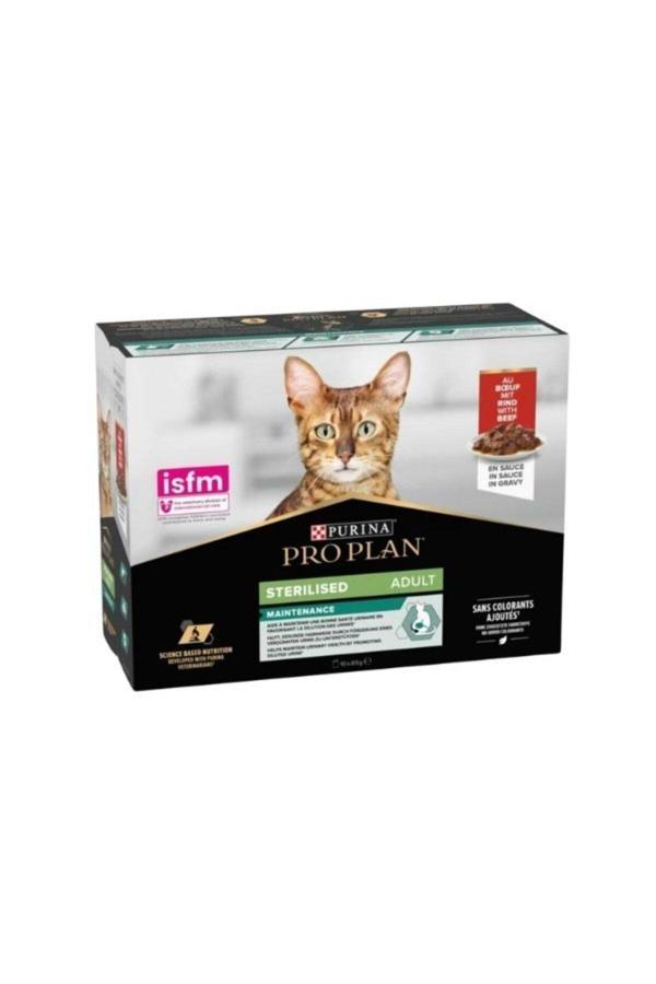 Pro Plan Sığır Etli Pouch Kısırlaştırılmış Konserve Kedi Maması 10 Adet 85 Gr - Image 1
