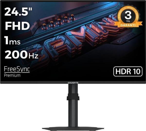 GIGABYTE 24.5" G25F2 200Hz 1ms SS IPS Full HD FreeSync HDR Pivot Flat Gaming Monitör - Image 1