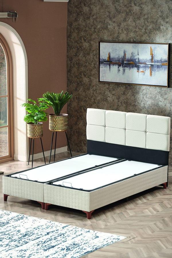 Evdemo Prestij Çift Kişilik Baza Başlık Takımı Krem 150x200 cm - Image 1