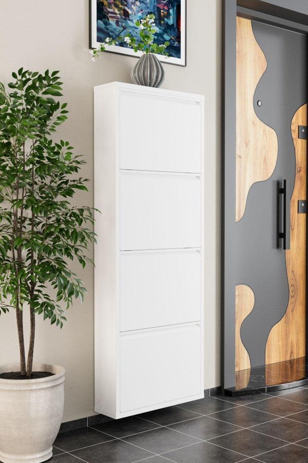 Evdemo 4 Kapaklı Metal Ayakkabılık Beyaz - Image 1