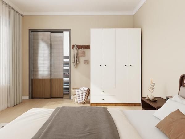 4 Kapaklı 2 Çekmeceli Gardırop - Image 1