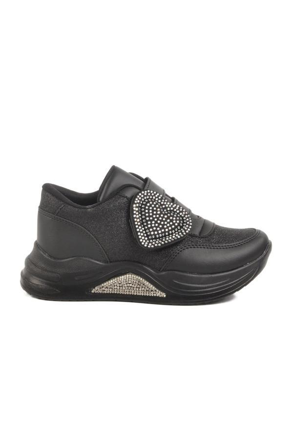 Siyah Simli Cırtlı Kız Çocuk Sneaker 7021086 F - Image 1