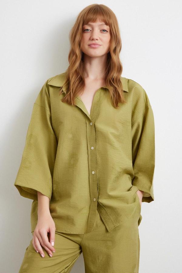 Fakir Kol Oversize Gömlek Yeşil - Image 1