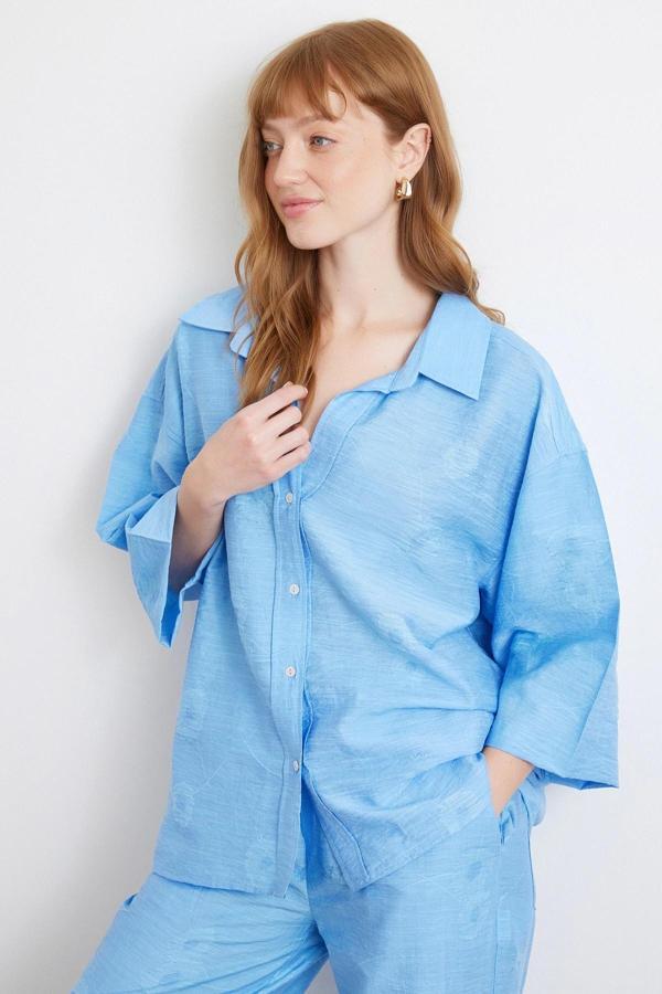 Fakir Kol Oversize Gömlek Mavi - Image 1