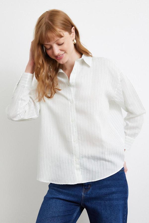 Simetrik Çizgili Gömlek Mint - Image 1