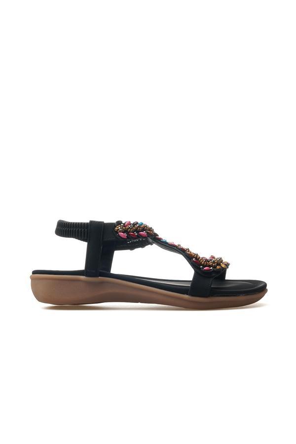 Kadın Taş Detaylı Günlük Sandalet 25y 25y150-8 Z Siyah - Image 1