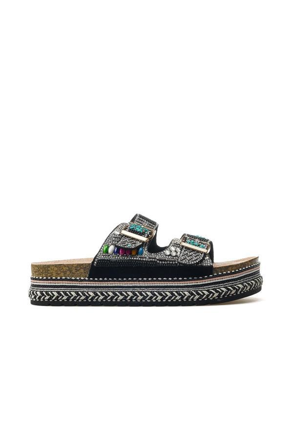 Kadın Taş Detaylı Günlük Terlik 25y 25y103 Z Siyah - Image 1