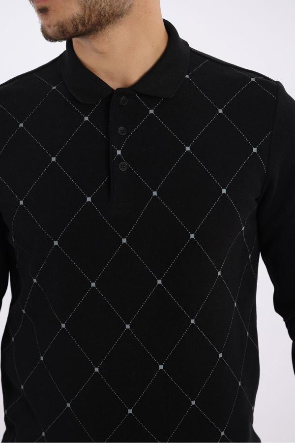 Rugatchi Pamuk Baskılı Polo Yaka Selanik Sweatshirt - Image 1