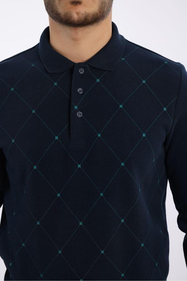 Rugatchi Pamuk Baskılı Polo Yaka Selanik Sweatshirt - Image 1