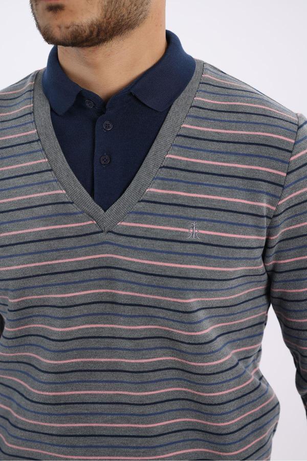 Rugatchi Ringelli Selanik Polo Gömlek Yaka Sweatshirt - Image 1