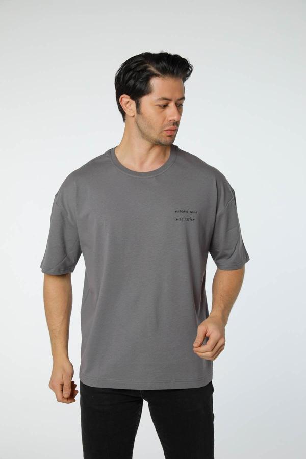 Rugatchi Baskılı Oversize Bisiklet Yaka T-Shirt - Image 1