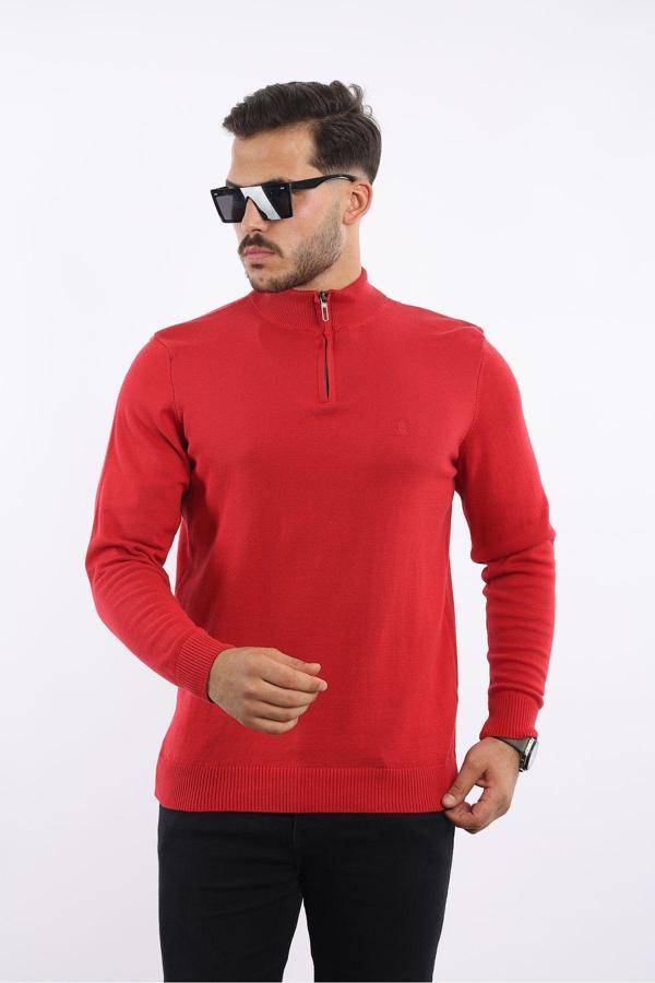 Rugatchi %100 Pamuk Tüylenme Yapmayan Yarım Fermuarlı Triko Siyah - Image 1