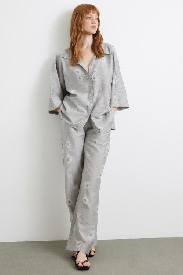 Arka Cepli Salaş Pantolon Gri - Image 1