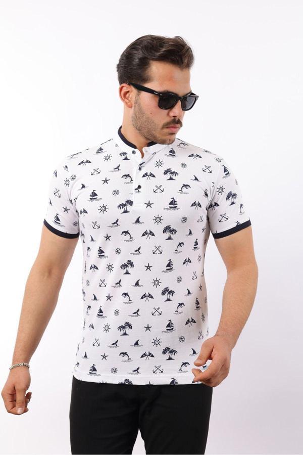 Rugatchi Lyc Baskılı Pike Polo Yaka T-Shirt - Image 1