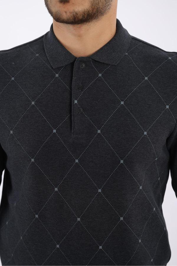 Rugatchi Pamuk Baskılı Polo Yaka Selanik Sweatshirt - Image 1