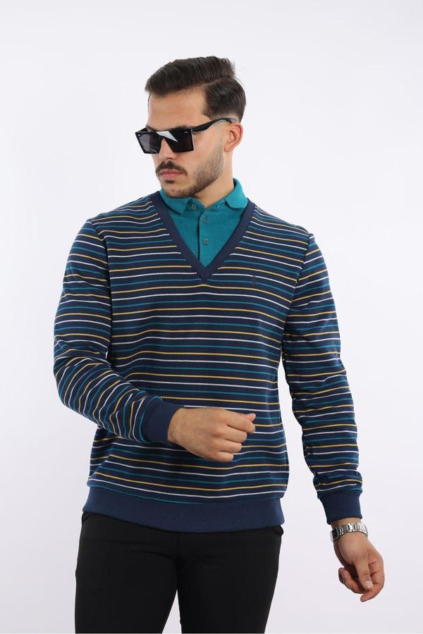 Rugatchi Ringelli Selanik Polo Gömlek Yaka Sweatshirt - Image 1