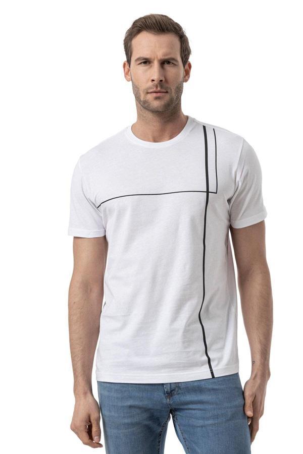 Rugatchi Baskılı Bisiklet Yaka T-Shirt - Image 1