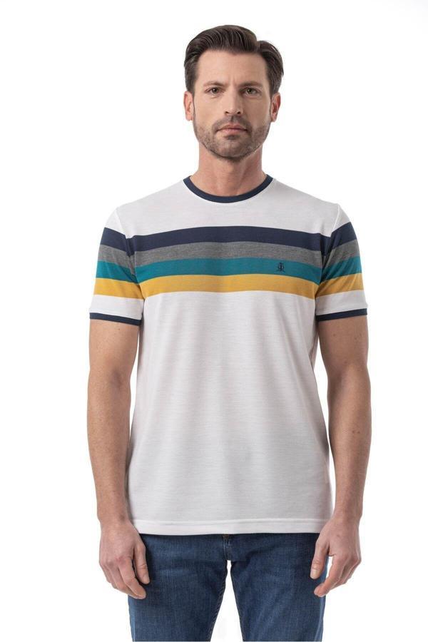 Rugatchi Yatay Çizgili Bisiklet Yaka T-Shirt - Image 1