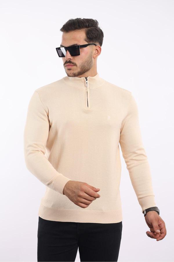 Rugatchi %100 Pamuk Tüylenme Yapmayan Yarım Fermuarlı Triko Siyah - Image 1