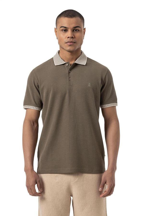 Rugatchi Flamlı Waffle Polo Yaka T-Shirt - Image 1