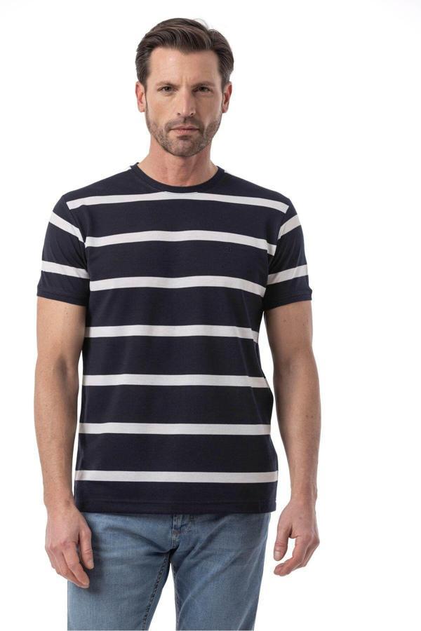 Rugatchi Yatay Çizgili Bisiklet Yaka T-Shirt - Image 1