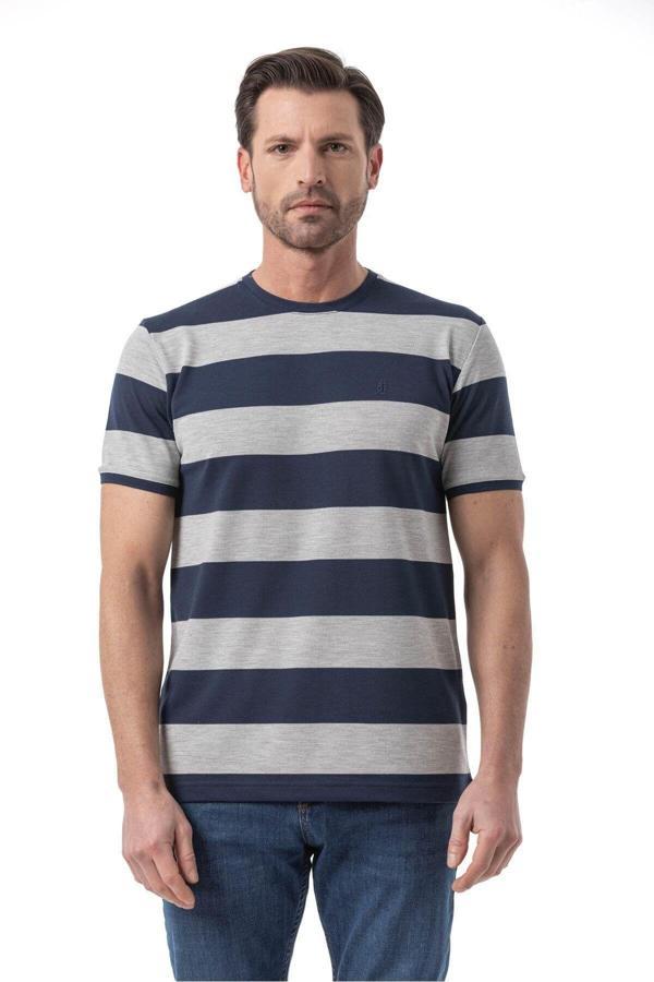 Rugatchi Yatay Çizgili Bisiklet Yaka T-Shirt - Image 1