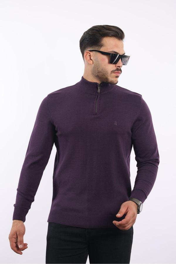 Rugatchi %100 Pamuk Tüylenme Yapmayan Yarım Fermuarlı Triko Siyah - Image 1